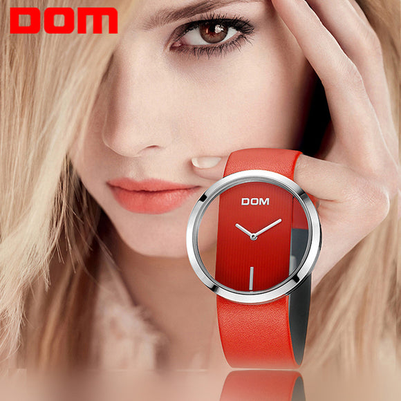 Watch Women DOM brand luxury Fashion Casual quartz Unique Stylish  Hollow skeleton  watches leather sport Lady wristwatches 205L