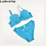 Favorsexy New Women Lace Underwear Push Up Side Support Plunge Bra and Panty Set Lingerie Plus Size Bras Briefs Sets