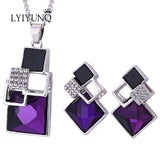 2017 Fashion Brand Square Geometry Jewelry Sets Pandent Necklace Stud Earrings Crystal Magic Space Jewelry Set For Women