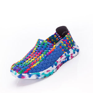 Women Shoes Summer Flat Female Loafers Women Casual Flats Woven Shoes Slip On Colorful Shoe Mujer Plus Size 41
