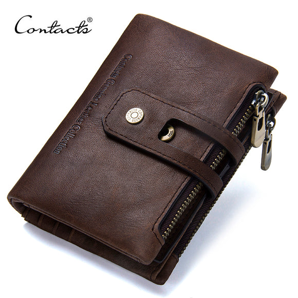 CONTACT'S 2017 Autumn New Arrival Genuine Leather Men's Wallet For Men Small Zipper Organizer Wallets Cash Carteira For Rfid