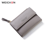 WEICHEN Hasp & Zipper Short Standard Wallet, Hot Fashion PU Leather Solid Coin Card Purse Wallets For Women Lady Clutch Carteras