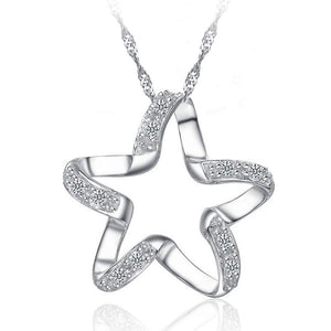 JEXXI 2017 New Arrival 925 Sterling Silver Chic Pendant Necklace Girls Wedding Accessories Women Funny Lucky Star Shape Jewelry