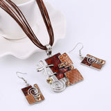 MINHIN Summer Style Enamel Silver Pendant Jewelry Sets Delicate Lucite Design Multi Colors Geometry Choker Necklace Earrings Set
