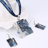 MINHIN Summer Style Enamel Silver Pendant Jewelry Sets Delicate Lucite Design Multi Colors Geometry Choker Necklace Earrings Set