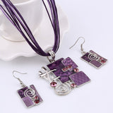 MINHIN Summer Style Enamel Silver Pendant Jewelry Sets Delicate Lucite Design Multi Colors Geometry Choker Necklace Earrings Set