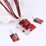 MINHIN Summer Style Enamel Silver Pendant Jewelry Sets Delicate Lucite Design Multi Colors Geometry Choker Necklace Earrings Set