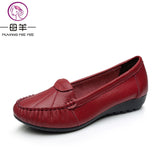 MUYANG MIE MIE Plus Size 35-43 Women Flats New Fashion Genuine Leather Flat Shoes Woman Soft Outsole Single Shoes Women Shoes